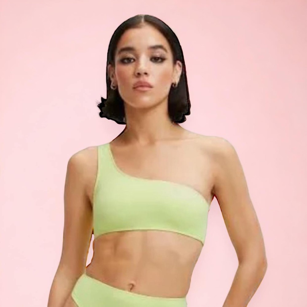 NWT Good American Women’s Scuba Hot Shoulder Swim Top Key Lime Green Size 1 = S